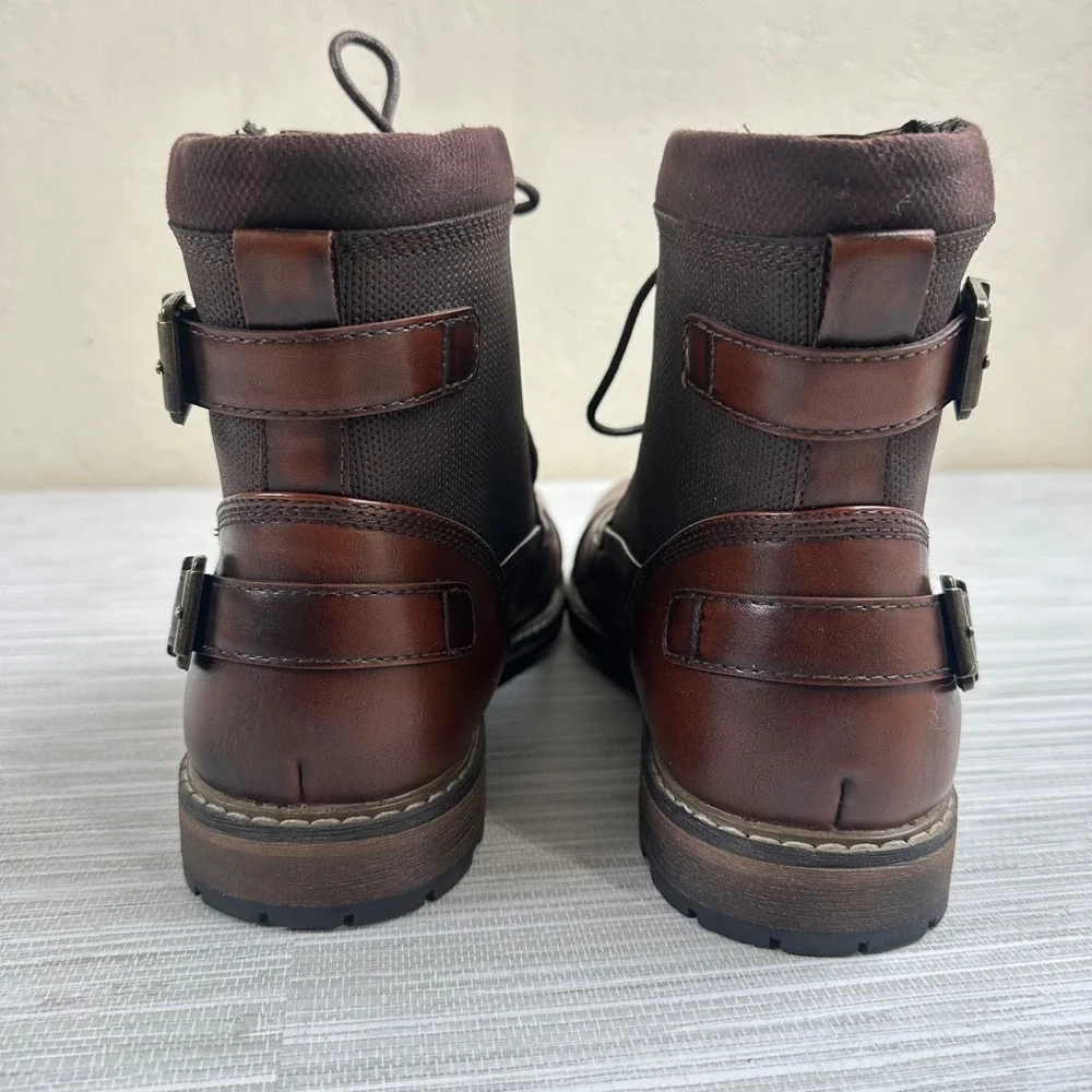 Mens Steampunk Dieselpunk Cosplay Costume Boots Size 10.5 Brown Zip Lace Buckles
